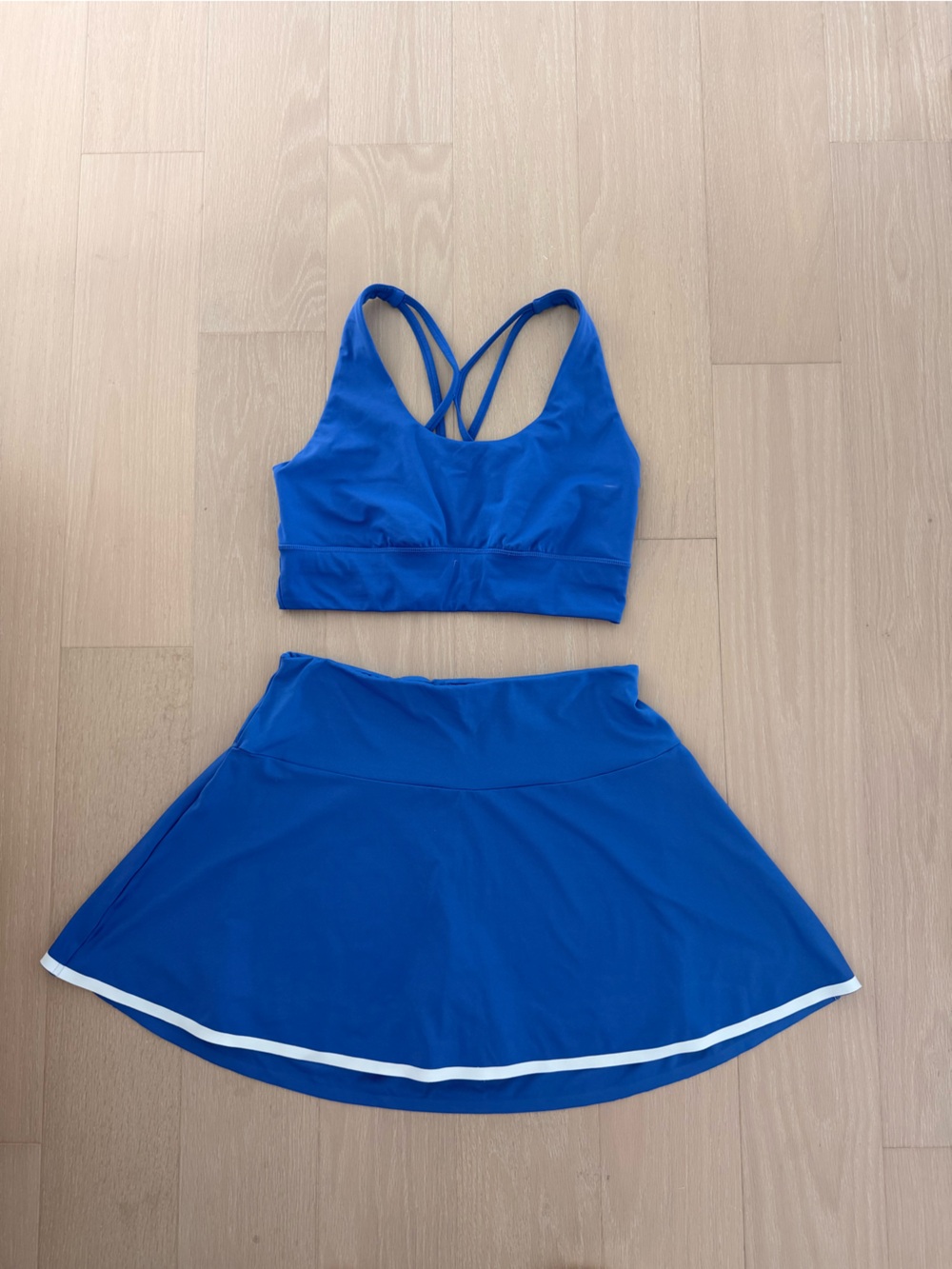 Women's Blue Two-Piece Tennis Skirt and Top